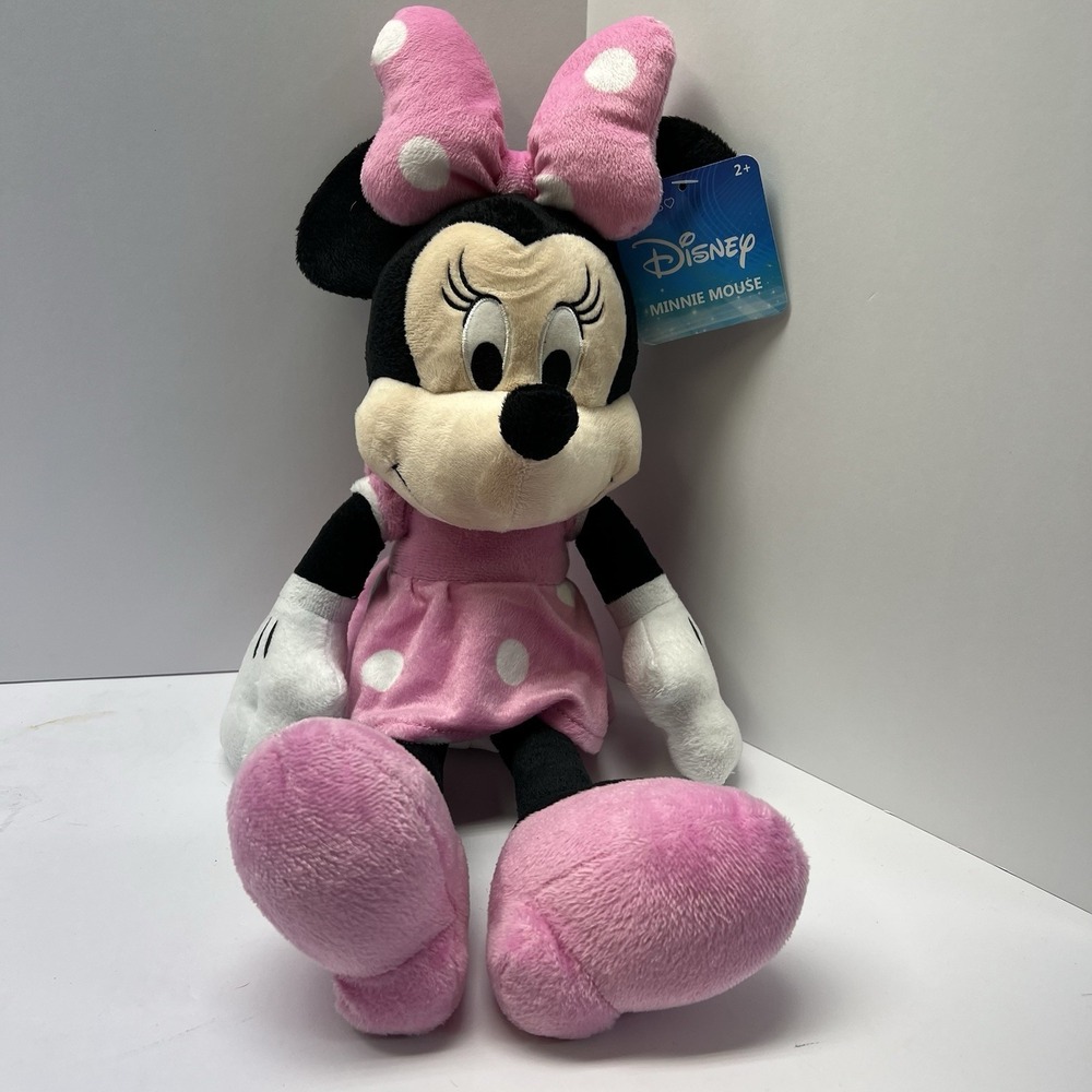 Minnie Mouse Plush 18" Authentic‎ Disney NWT Pink Dress White Dot